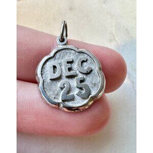 Vintage Sterling December 25 Charm, Silver Vintage Charms, Christmas Charm